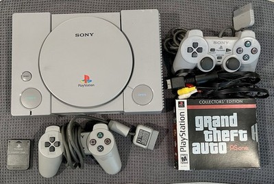 Sony PlayStation One Console W/Power Cables, 2 Controllers, GTA & PS Memory Card