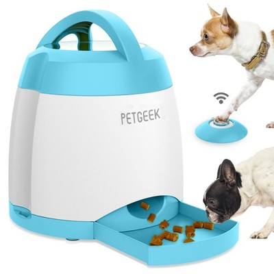 PETGEEK Dog Treat Dispenser with Button, Automatic Dog Feeder with Remote Con...