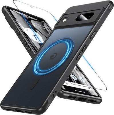 Magnetic for Google Pixel 7 Case with Screen Protector, Translucent Matte Back