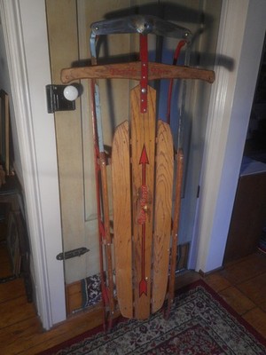 Vintage Wood Sled Genuine Flexible Flyer No. 60 winter Products Phila PA USA