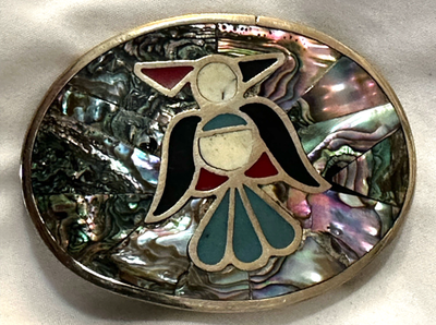 Vintage Abalone Shell Belt Buckle Alpaca Mexico Iridescent Inlay Retro Alpaca Mexico Belt Buckle - Etsy main image 3