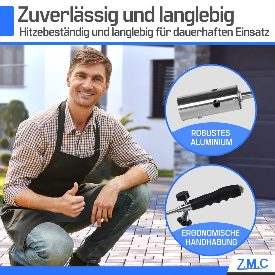 ZMC Unkrautbrenner 2,5kW + 8 Gaskartuschen 227g Piezo Gasbrenner Abflammgerät - Bild 3 von 4