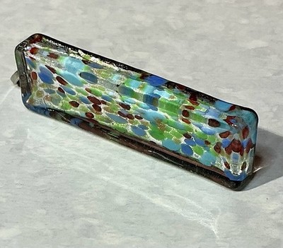 Artisan Dichroic Glass Reflection Stick Pendant Pastel Blue Lime Summertime