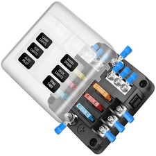 12V 6 Circuit Fuse Block Box Kit with LED Indicator Waterproof Marine RV Car.