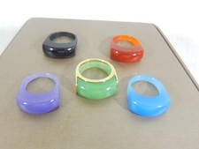 LOT of 5 INTERCHANEABLE 14k SOLD YELLOW GOLD JADE RING SET SIZE 7 VNTAGE