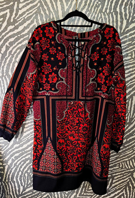 Abercrombie & Fitch Tunikakleid Gr. M/L  Edles Muster Schnürung UVP 119  NEU!