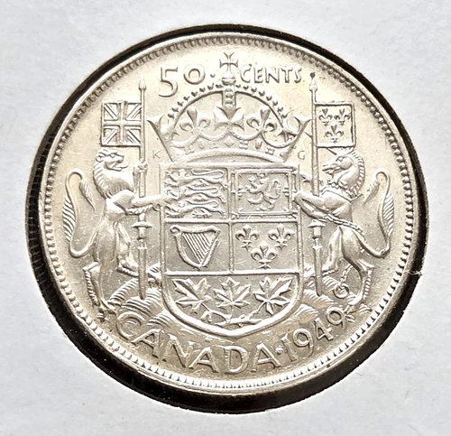 1949 Canada Silver 50-Cent Half Dollar - Great Condition - Cleaned