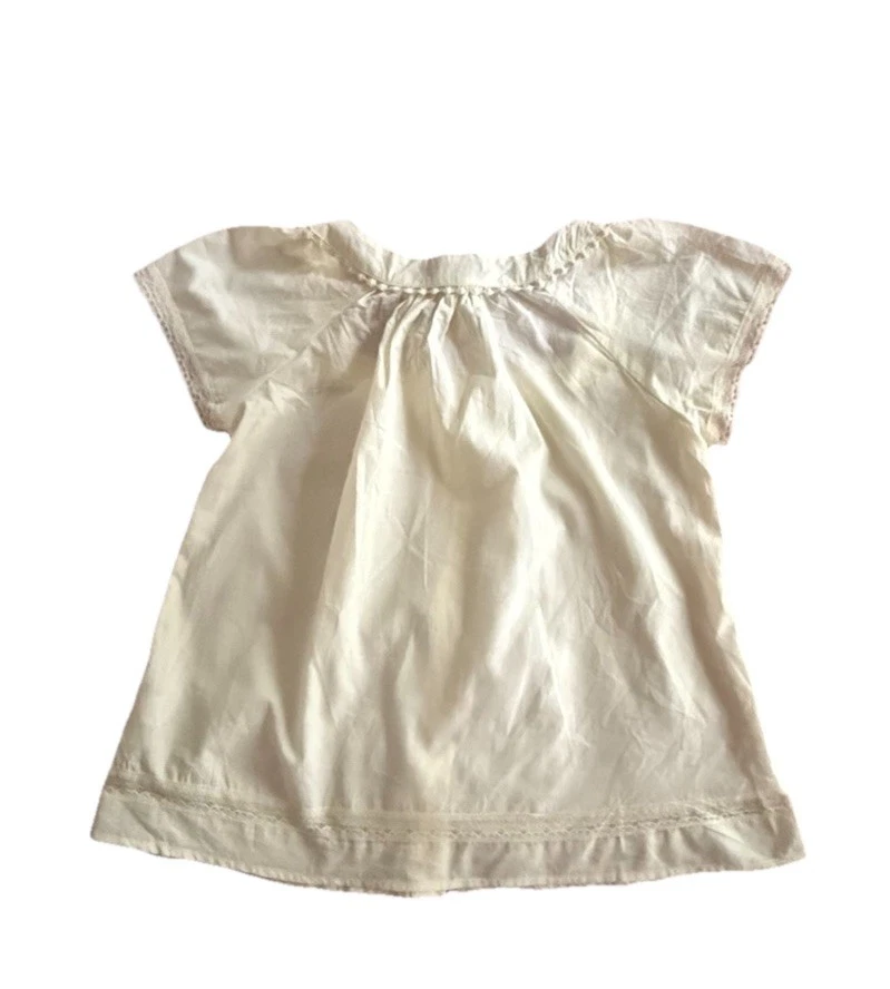 dELiA*s Women's Cream Blouse - 100% Cotton Lace Trim Button Top - Size L - NWT - Image 2 of 3
