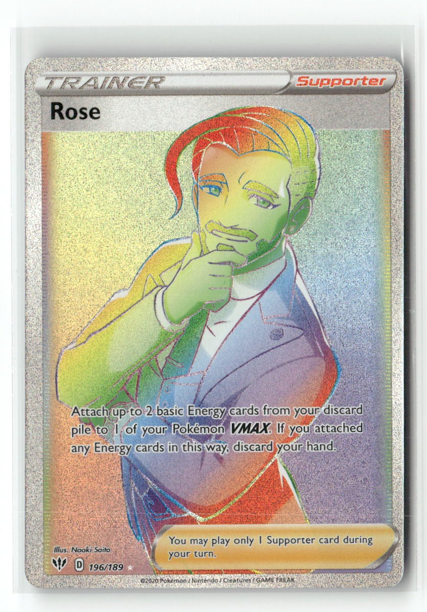 Rose 196/189 Rainbow Rare Darkness Ablaze Pokemon Holo Near Mint
