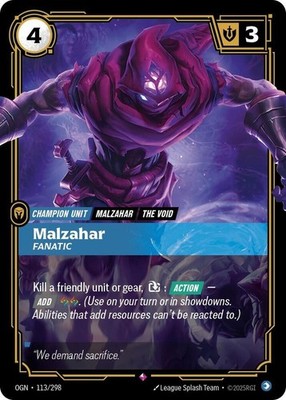 Malzahar Fanatic 113/298 Rare Origins Riftbound Near Mint