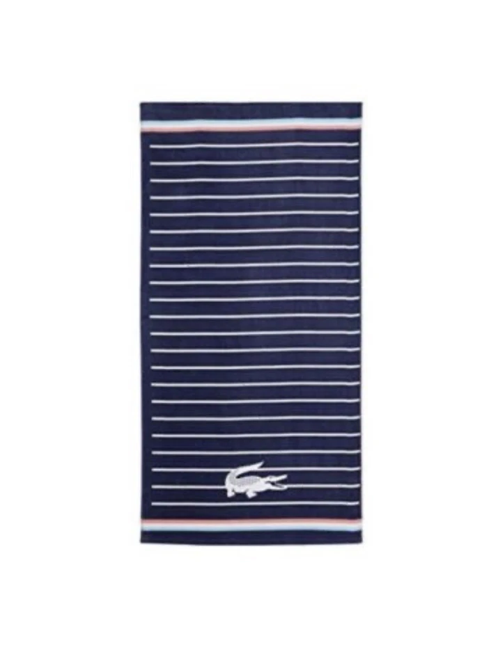 Toalla de playa Lacoste 36"x72" RARA a rayas grande logotipo de cocodrilo 100 % algodón de felpa nueva sin etiquetas Foto 2 de 4