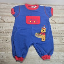 Vintage Disney Winnie The Pooh Romper Baby Sz. 3/6mo Embroidered Honey Popcorn