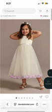 Davids Bridal flower girls dress with petals size 5, ivory/iris ombre