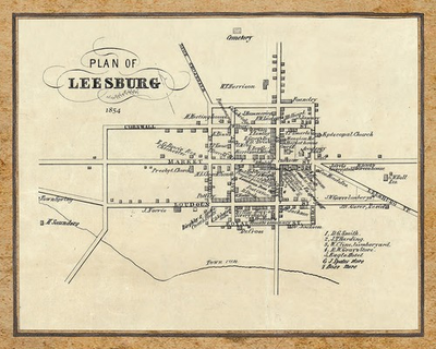 #ad #ad 1854 Map of Leesburg Loudoun County Virginia $70.00