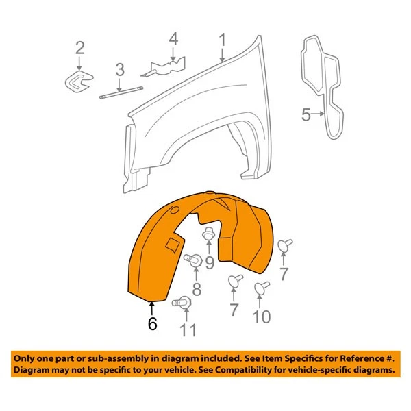 For 2007-2014 Tahoe Front Right Inner Fenders Black Plastic 22860084 GM1251123 Q Foto 3 de 4