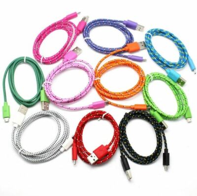 3ft Pink Nylon Fabric Braided Rugged USB Charger Cable for Android V8 Micro 
