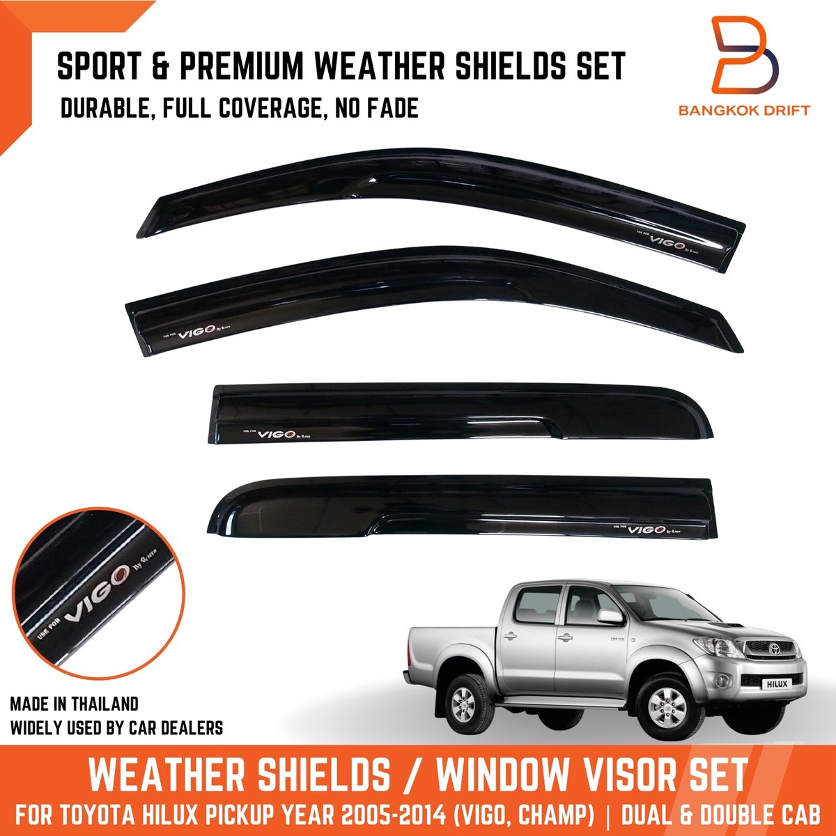 M] For TOYOTA HILUX VIGO MK6 05-14 SIDE VISOR RAIN SHIELD WIND