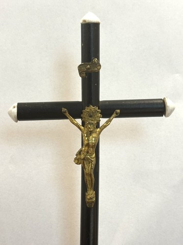 Antique Standing Turned Wood Cross Crucifix Jesus Skull & Bones FREE SHIPPING - Picture 2 of 14