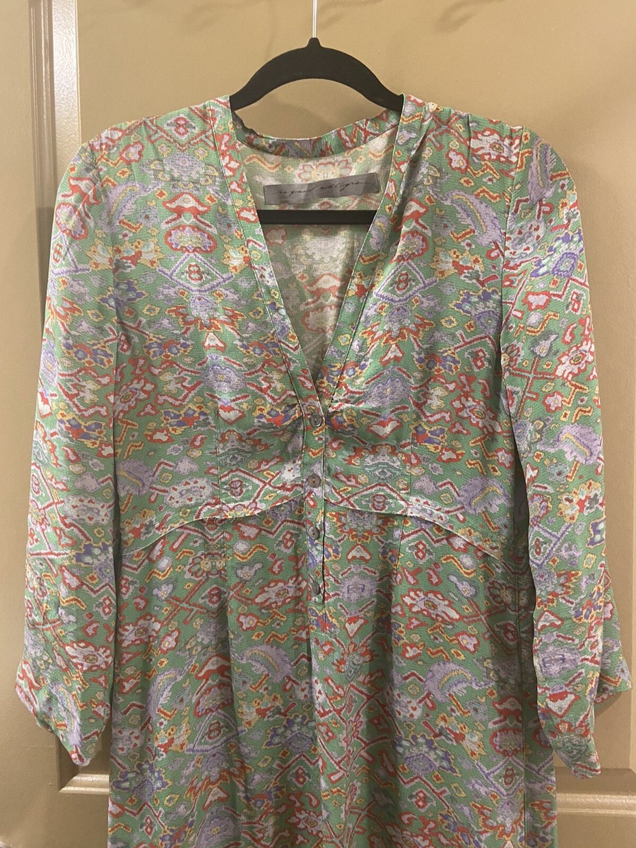 raquel allegra silk green floral long dress sz 1 (item 13.0) | eBay