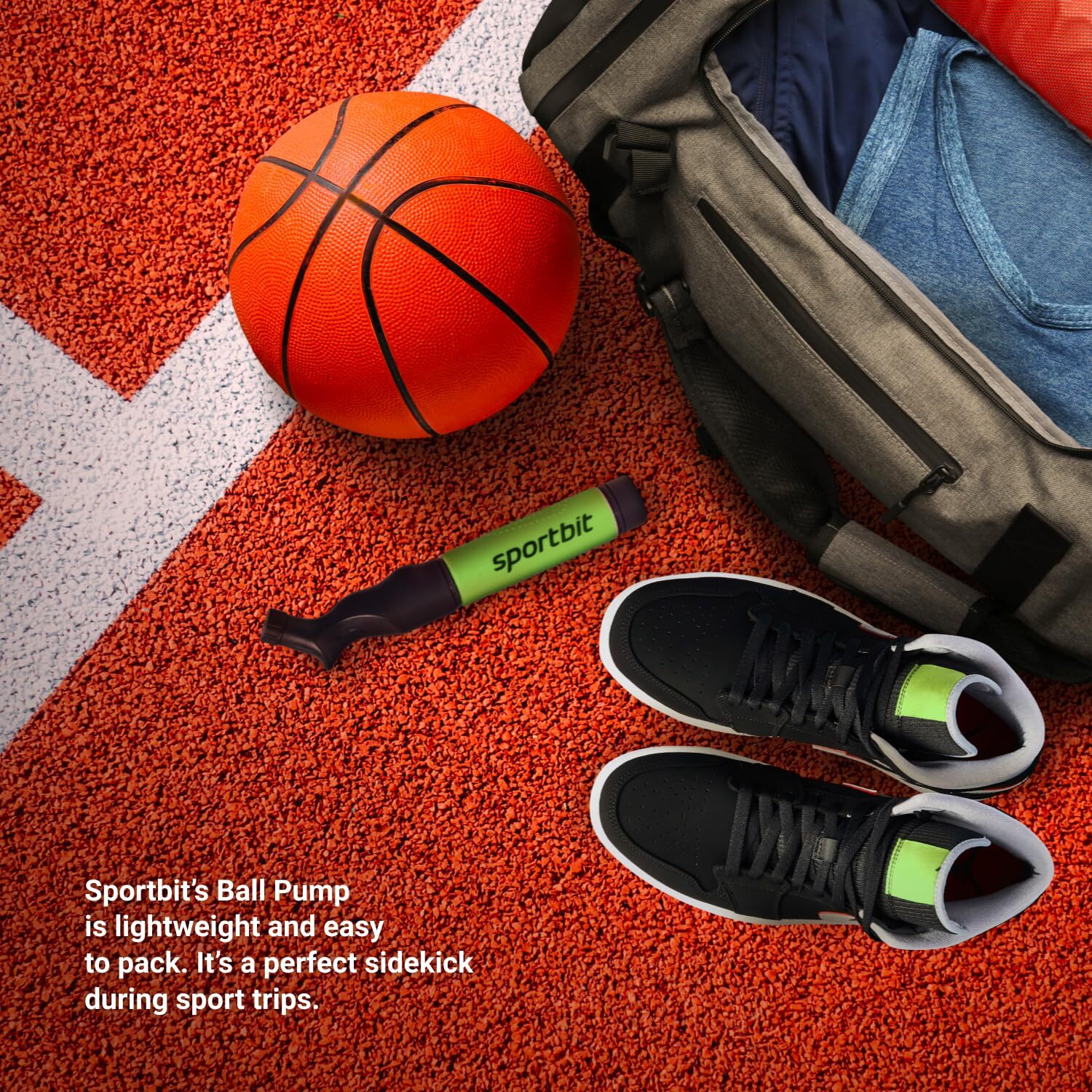 	SPORTBIT Ball Pump for Sports Balls - Push & Pull Inflating System - Hand Pump	