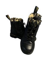 Dr. Marten Toddler Girls Size 10 style 1460 SERENA LEOPARD FAUX FUR BOOTS EUC