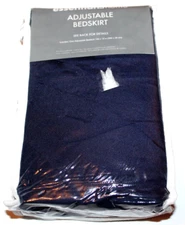 Essential Home Adjustable Bedskirt Bed Skirt  Queen/King  Navy Blue