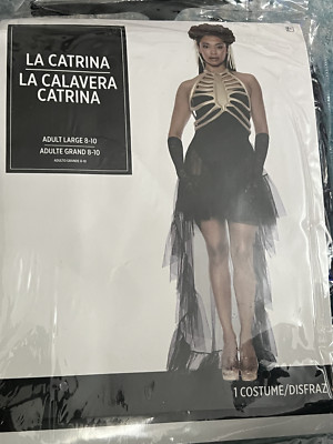 Day of the Dead Adult Dia de los Muertos Costume Halloween  Large la Catrina 