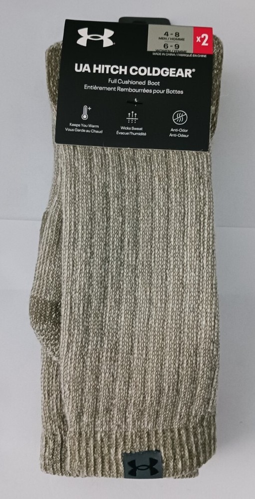 BRAND NEW Under Armour Hitch Coldgear X2PairFullCushioned Boot Men's SocksSz.4-8