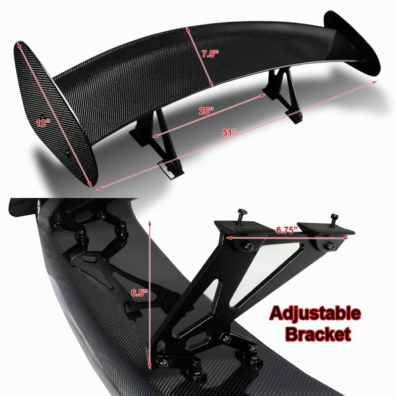 51" ESTILO DRAGON-4 REAL FIBRA DE CARBONO MALETERO TRASERO GT ALERÓN ALERÓN UNIVERSAL Foto 2 de 3