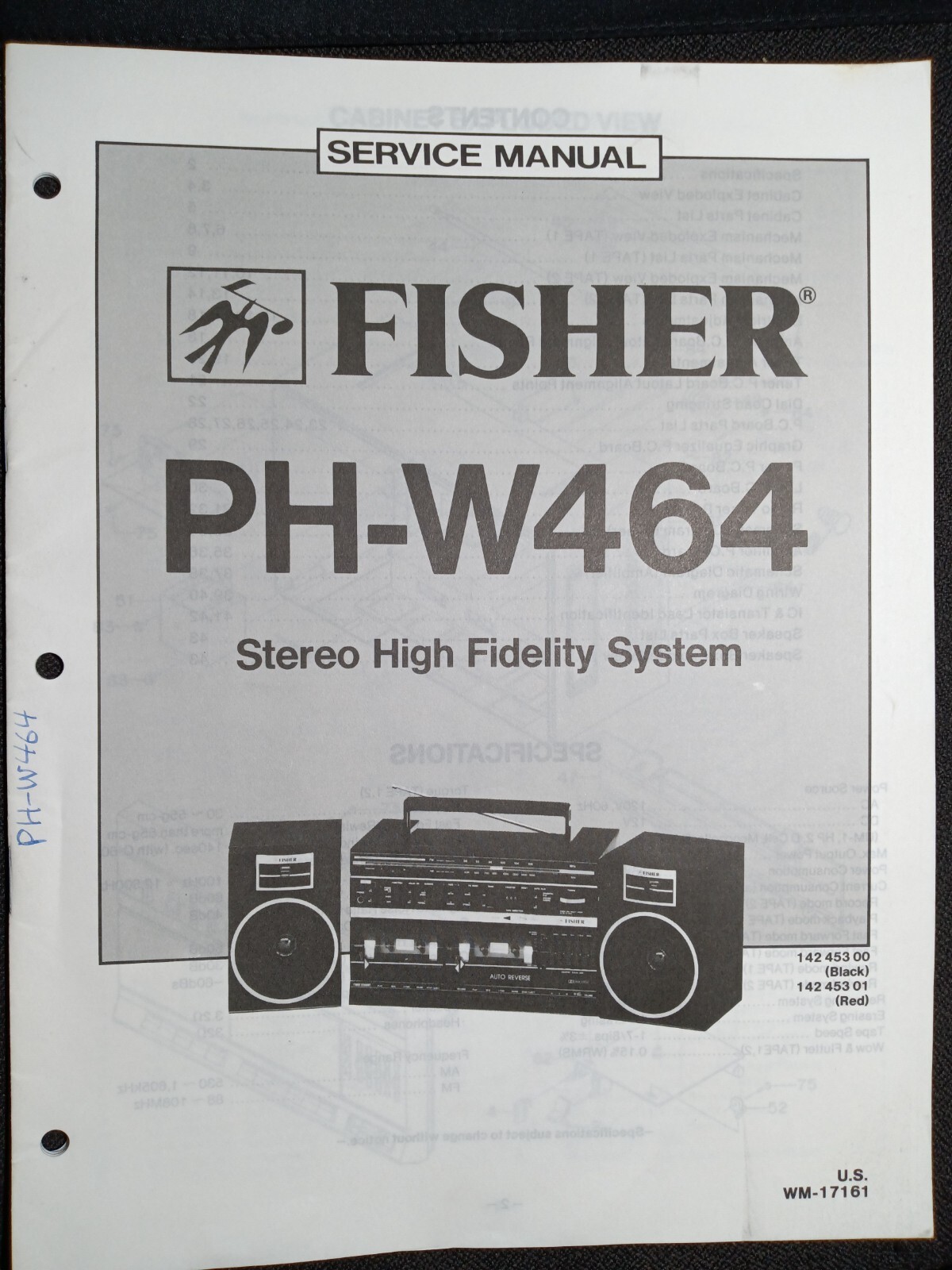 Fisher PH-W464 Stereo Hi-Fi System Original Service Manual  