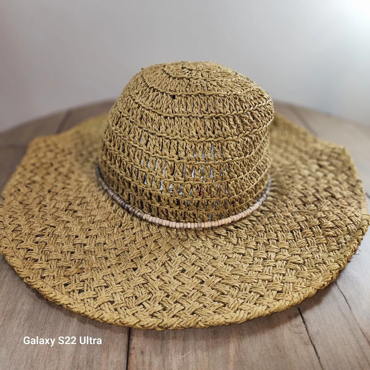 Gold Coast Unisex Sunwear Straw Hat Fits All Wide Brim Brown Elastic  Packable