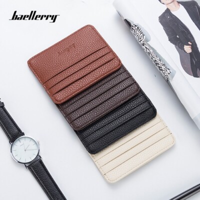 Women's Mini Leather ID Card Case Ultra-thin Document Card Case Multi-card Case