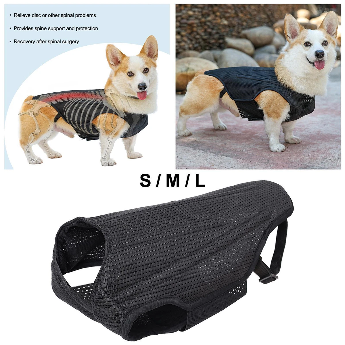 Pet Dog Back Brace Full Body Harness Back Support Wrap Pet Back