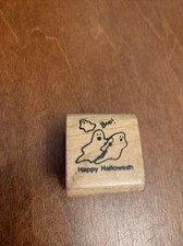 happy halloween ghost Boo rubber craft wooden stamp