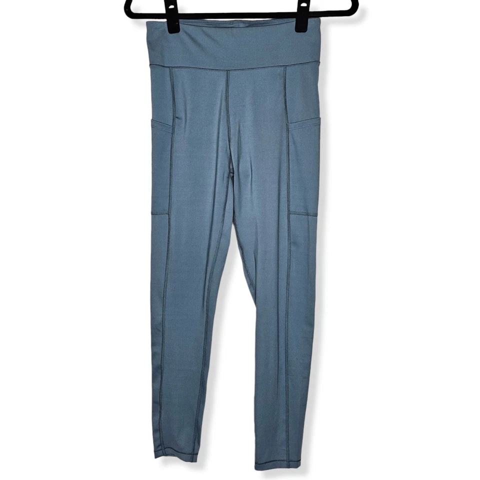 Leggings Aeropostale Talla Mediana Azul Pizarra Flexibles Tiro Alto Bolsillo Foto 2 de 4