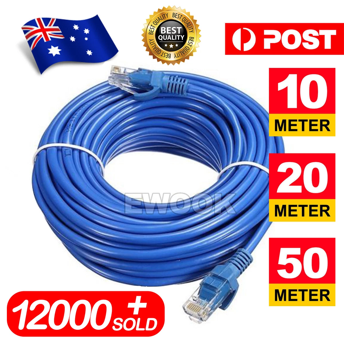 5m 10m 20m 30m 50m 100m Cat6 Network Ethernet Cable Lan Cables 100M/1000Mbps AU
