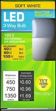 Soft White A19 LED 3 Way 40/60/100 Watt Replacement Light Bulbs Standard Base