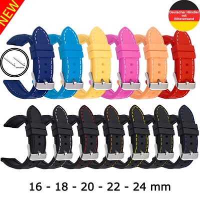 Uhrenarmband Silikon Armband 16 18 20 22 24 mm Universell Ersatzband Band Uhr