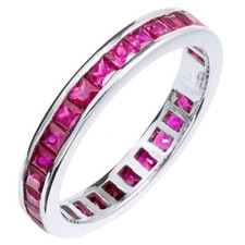 2ct Pink Ruby Wedding Band Ring Full Eternity 925 Sterling Silver