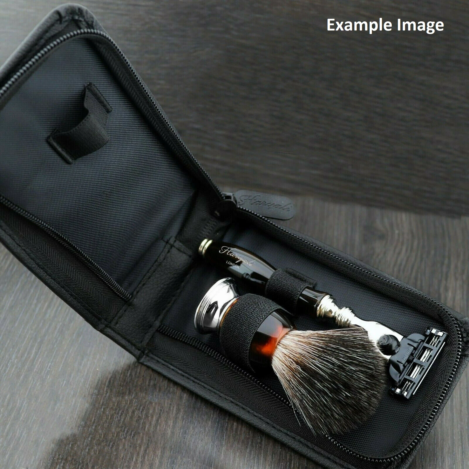 Travel Pouch Safety Razor & Brush Case with Zip Cosmetic Shaving Accessories Bag - Picture 2 of 5