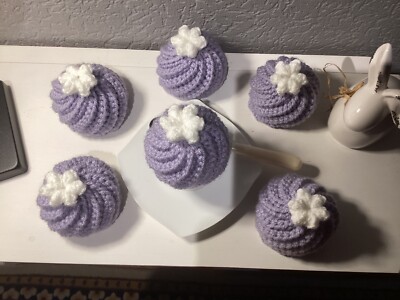 Shabby  Set 6x Eierwärmer  Muffinform Handarbeit gehäkelt  Landhaus