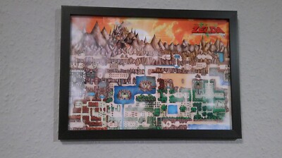 Zelda Karte Print Poster Bild im Rahmen mit Glasscheibe Hochwertig! NEU!