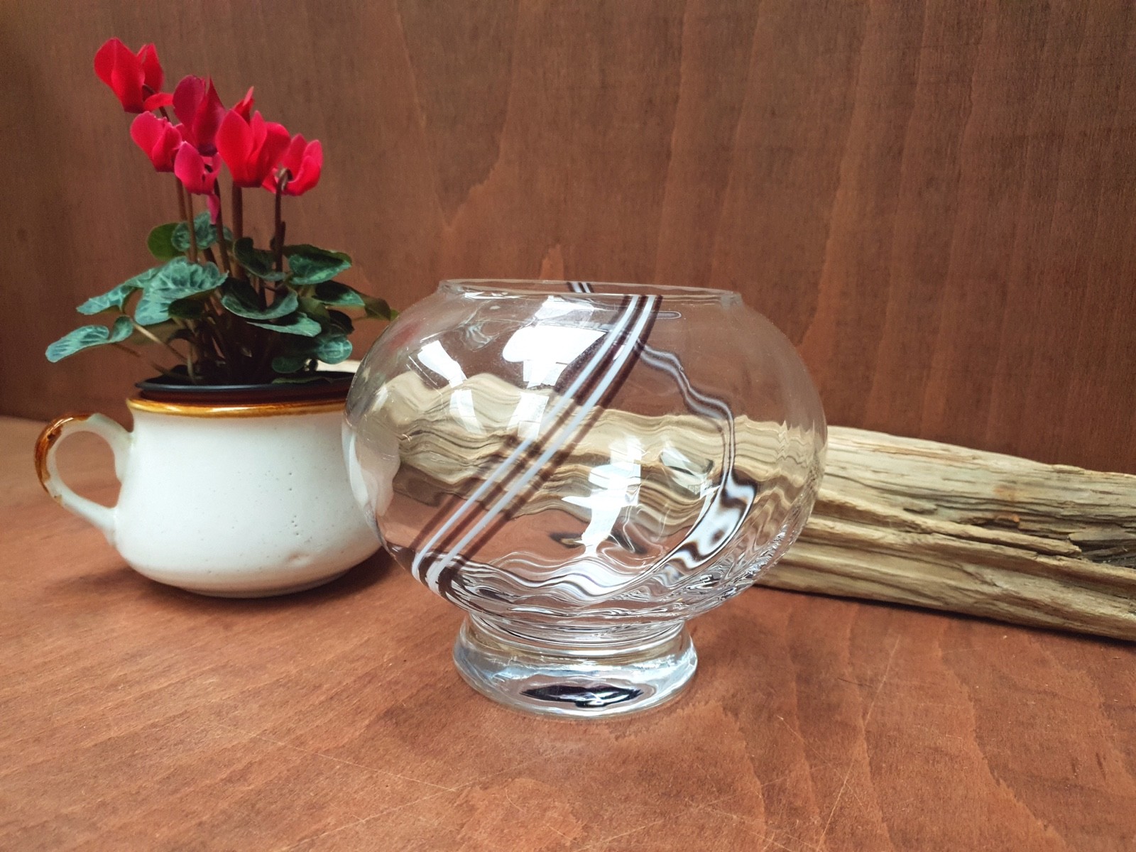 Caithness large, Crystal Glass Footed Bowl / Vase Swirl VGC eBay