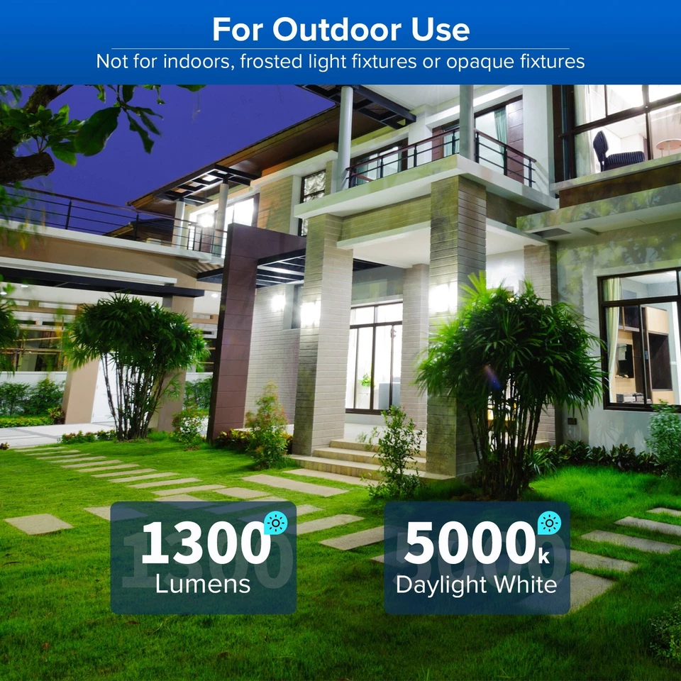 2 pcs LED Light Bulb Dusk-to-Dawn Auto On/Off 13W=100W 5000K Night Lights E26 - Image 2 of 4