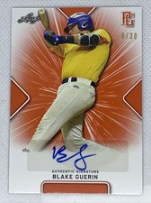2021 LEAF PERFECT GAME ORANGE BLAKE GUERIN PAPER RC AUTO # 8/30