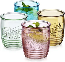 Set of 4 Original Mason Collins Glasses Assorted Colored Drinking Glasses 13 Oz.