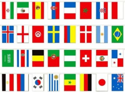 Multi Nation Polyester Wimpelkette 6m mit 32 Flaggen - Internationale Olympische Spiele Dekor