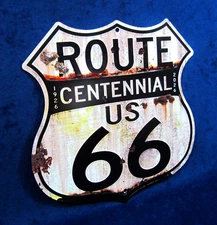 RT 66 Rusty Centennial Shield -*US MADE* Embossed Sign Man Cave Garage Bar Décor