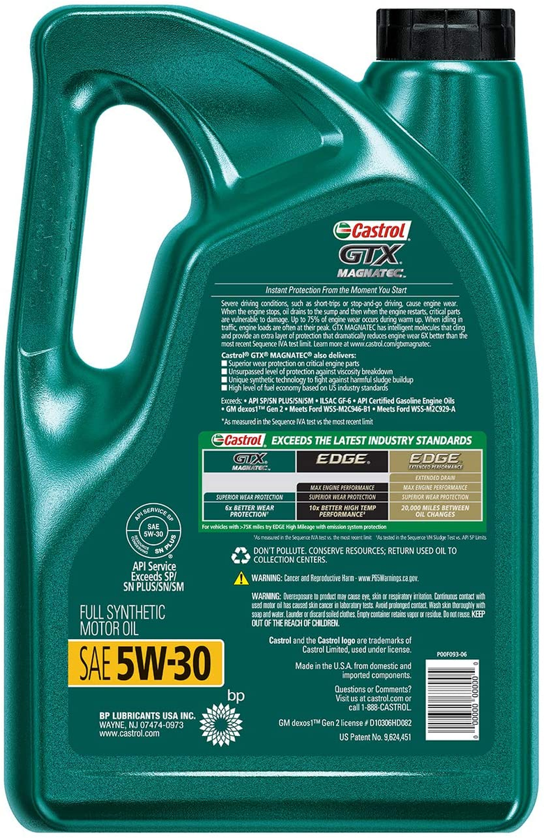 Castrol GTX MAGNATEC 5W-30 Full Synthetic Motor Oil 5 Quart