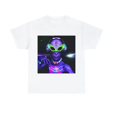 Alien T Shirt Psychedelic Space UFO Hippie Graphic Tee Extraterrestrial Rave